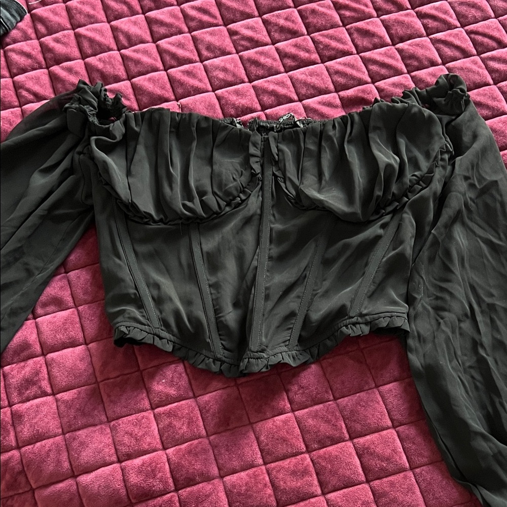 Fashion Nova Black Off-Shoulder Corset Top